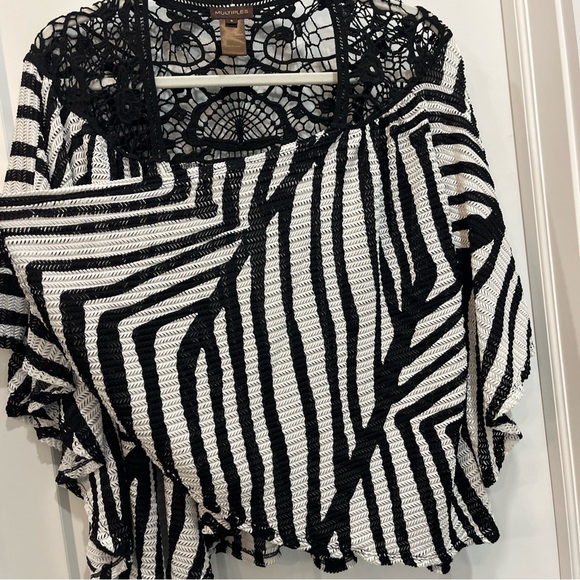 Multiples Black And White Open Front Drape Cardigan Women’s Size Small - Picture 5 of 11